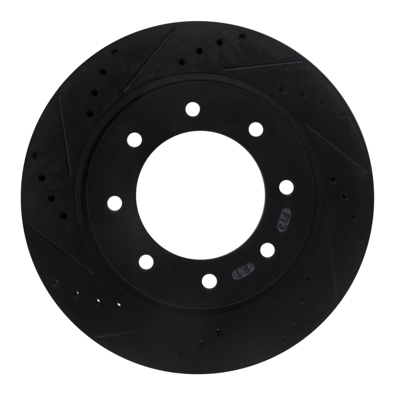 R1 12-21 Nissan NV1500 Front Left Drilled & Slotted Black Brake Rotor
