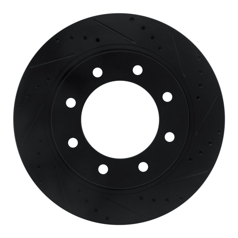 R1 12-21 Nissan NV1500 Front Right Drilled & Slotted Black Brake Rotor