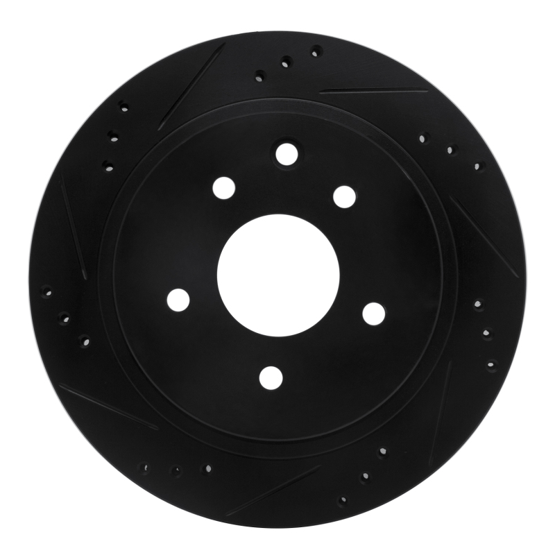 R1 02-06 Infiniti M45 Rear Left Drilled & Slotted Black Brake Rotor