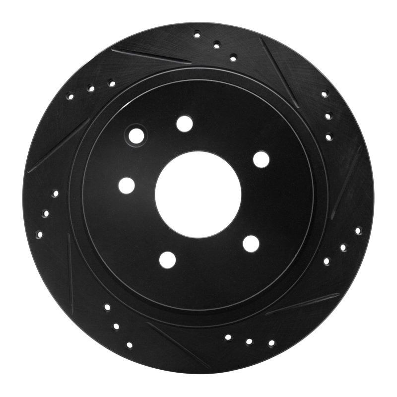 R1 02-06 Infiniti Q45 Rear Right Drilled & Slotted Black Brake Rotor