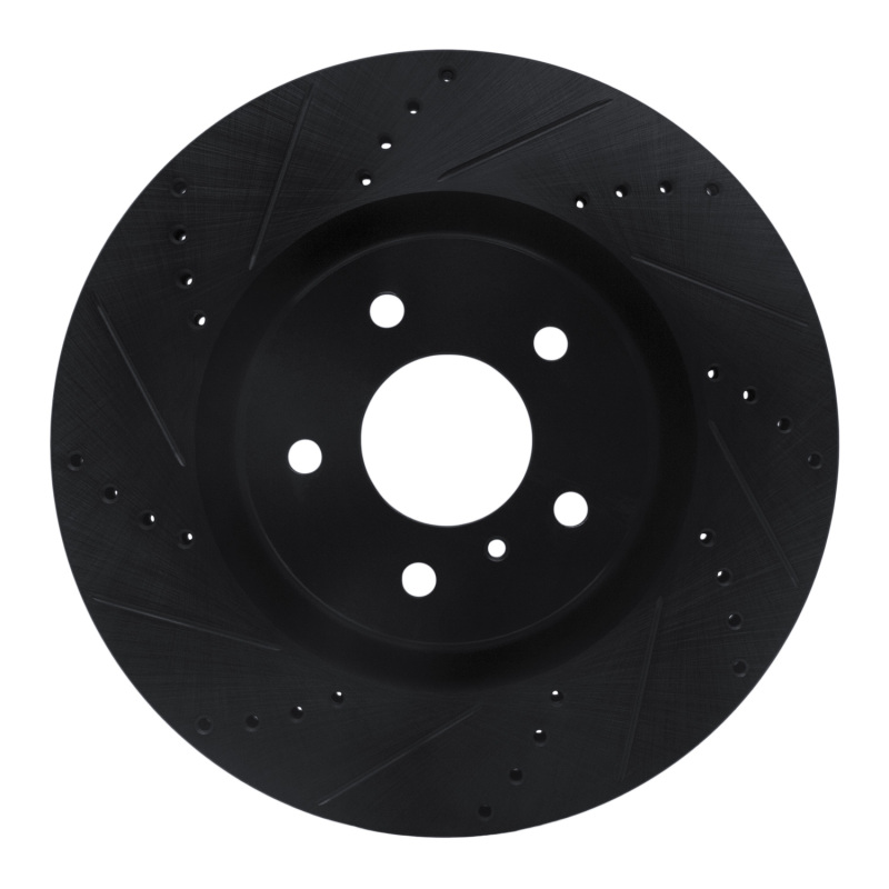R1 03-08 Infiniti G35 Front Left Drilled & Slotted Black Brake Rotor