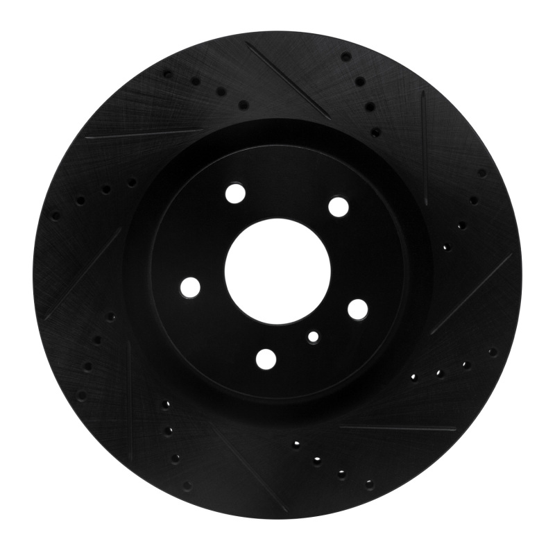 R1 03-08 Infiniti G35 Front Right Drilled & Slotted Black Brake Rotor