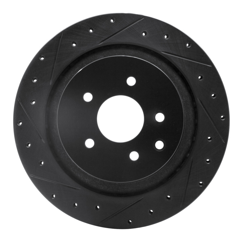 R1 07-15 Infiniti Q60 Rear Left Drilled & Slotted Black Brake Rotor