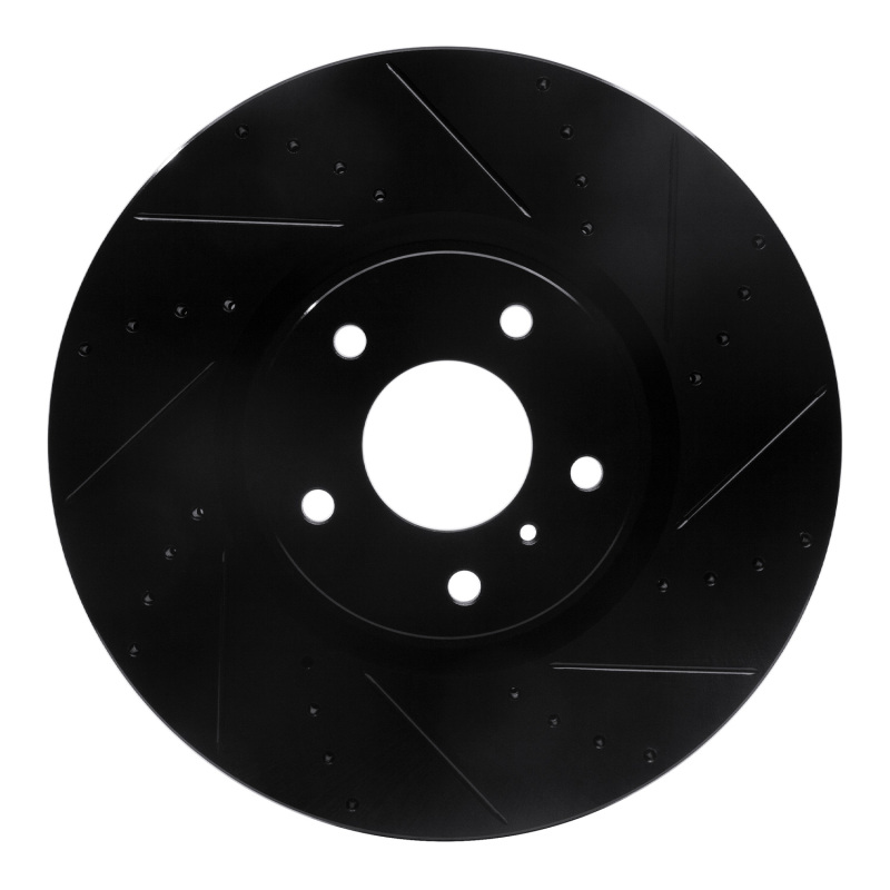 R1 07-15 Infiniti G35 Front Right Drilled & Slotted Black Brake Rotor