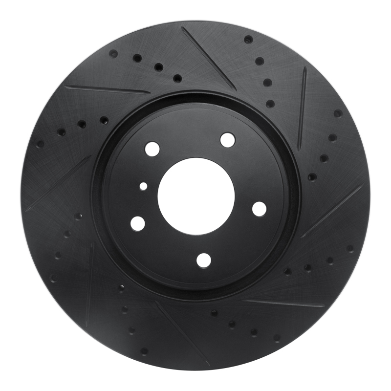 R1 05-14 Infiniti FX45 Front Right Drilled & Slotted Black Brake Rotor