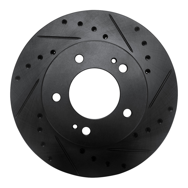 R1 83-89 Chrysler Conquest Front Right Drilled & Slotted Black Brake Rotor