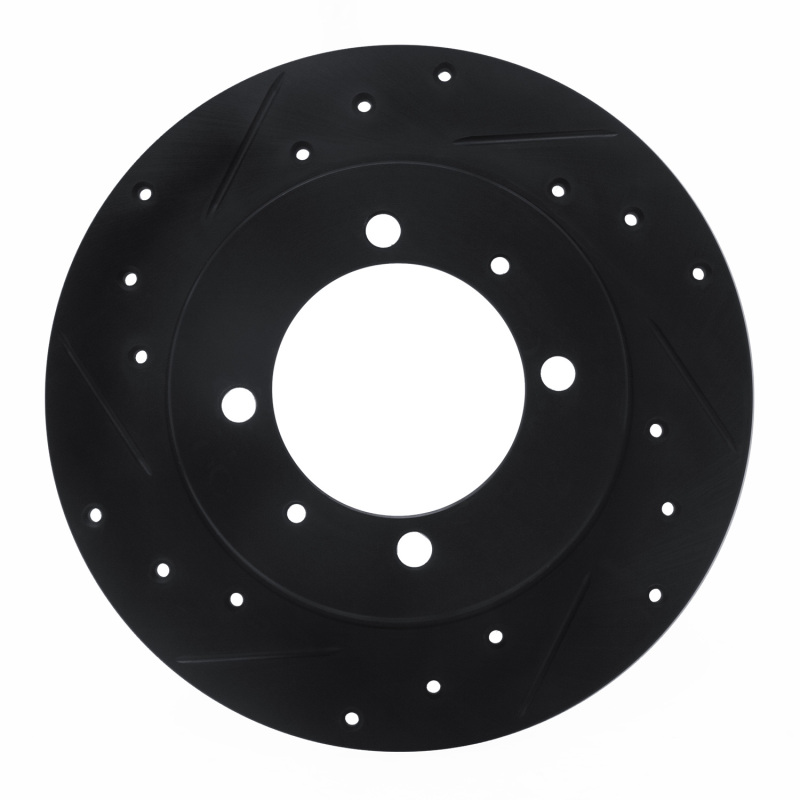 R1 88-93 Dodge 2000 GTX Rear Left Drilled & Slotted Black Brake Rotor