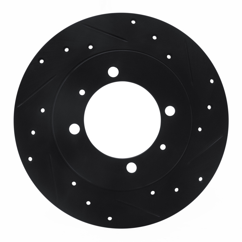 R1 88-93 Dodge Colt Rear Right Drilled & Slotted Black Brake Rotor