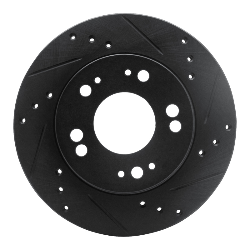 R1 90-05 Chrysler SEBRING Front Right Drilled & Slotted Black Brake Rotor