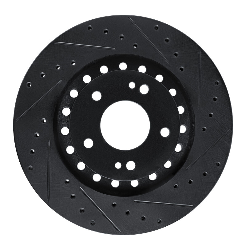 R1 93-99 Dodge STEALTH Front Right Drilled & Slotted Black Brake Rotor