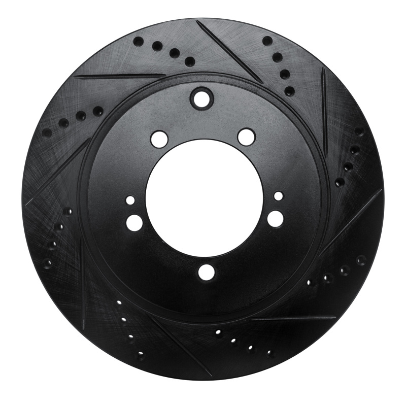 R1 03-06 Mitsubishi Lancer Rear Right Drilled & Slotted Black Brake Rotor