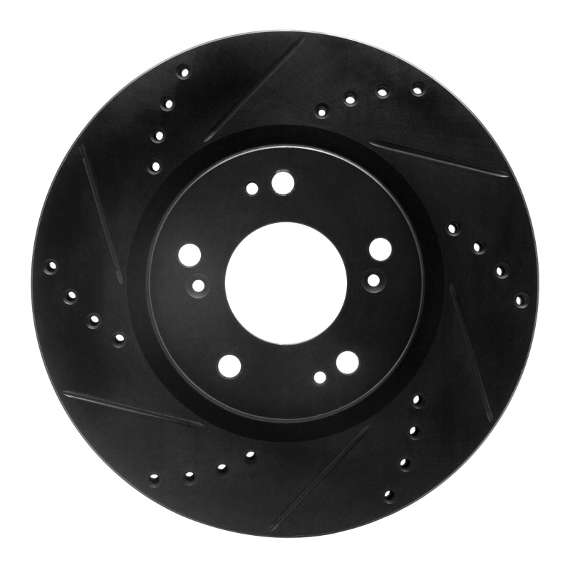 R1 04-12 Mitsubishi Galant Front Left Drilled & Slotted Black Brake Rotor