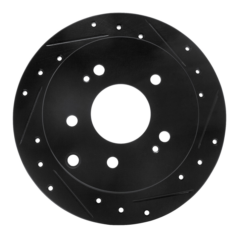 R1 04-12 Mitsubishi Eclipse Rear Right Drilled & Slotted Black Brake Rotor