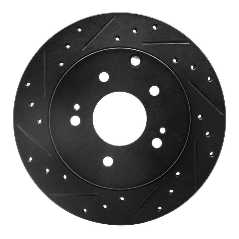 R1 06-12 Mitsubishi Eclipse Rear Left Drilled & Slotted Black Brake Rotor