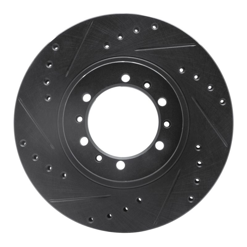 R1 90-04 Mitsubishi Montero Sport (USA/Canada) Front Left Drilled & Slotted Black Brake Rotor