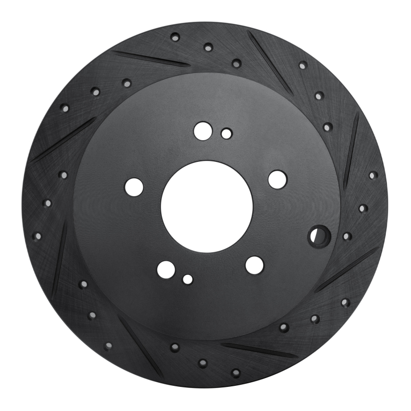 R1 04-11 Mitsubishi Endeavor Rear Right Drilled & Slotted Black Brake Rotor