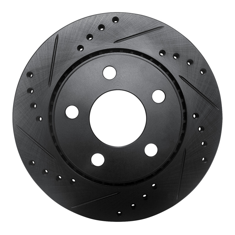 R1 85-91 Audi 5000CS Turbo Quattro Rear Left Drilled & Slotted Black Brake Rotor