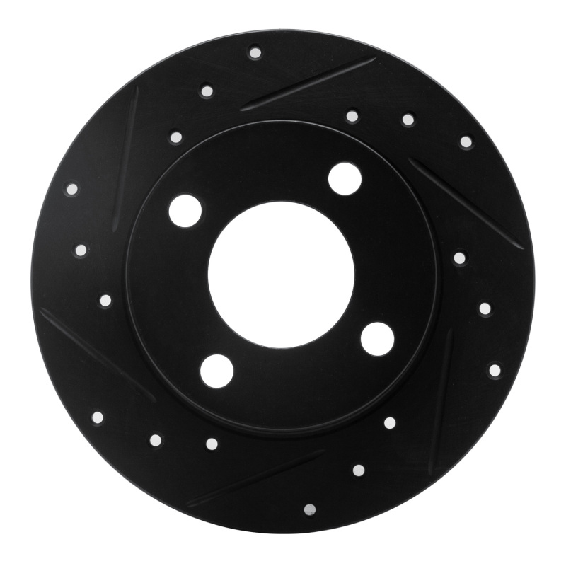R1 82-98 Audi Cabriolet Rear Left Drilled & Slotted Black Brake Rotor