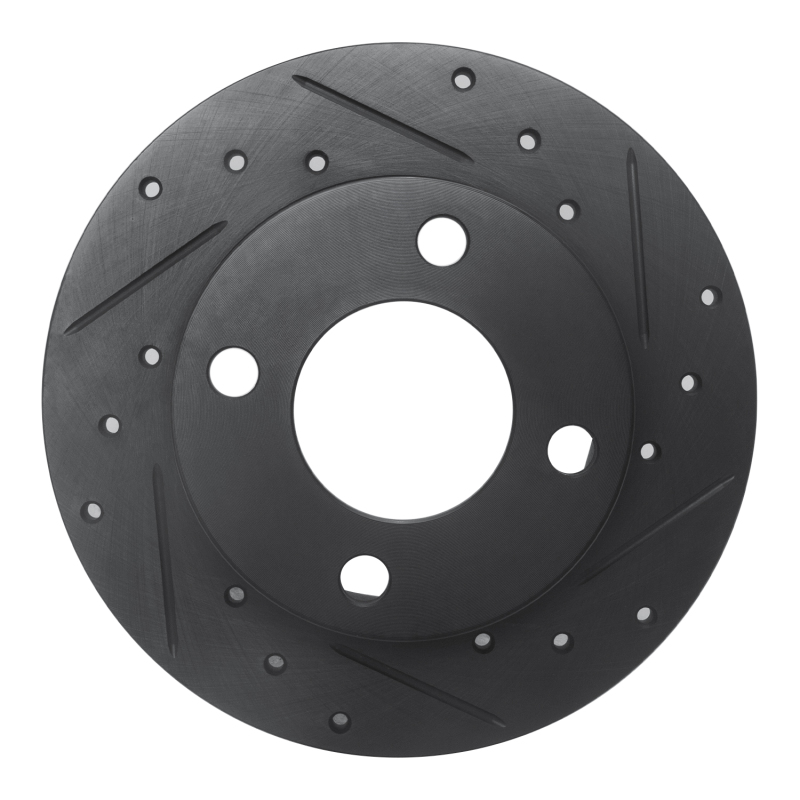 R1 82-98 Audi 5000 Rear Right Drilled & Slotted Black Brake Rotor