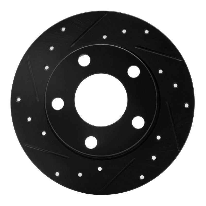 R1 85-00 Audi 5000CS Turbo Quattro Rear Left Drilled & Slotted Black Brake Rotor