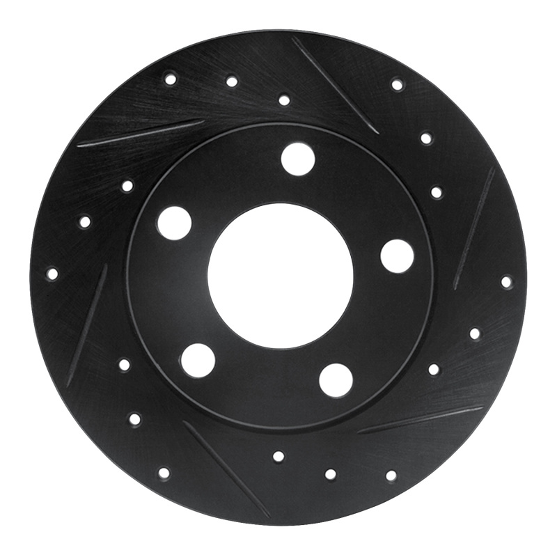 R1 85-00 Audi 5000S Quattro Rear Right Drilled & Slotted Black Brake Rotor
