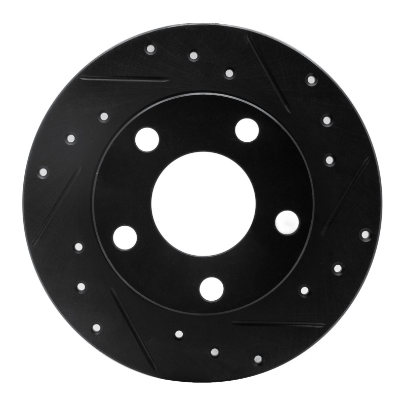 R1 98-01 Audi A6 Quattro Rear Right Drilled & Slotted Black Brake Rotor