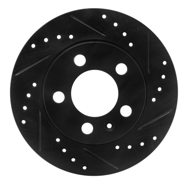 R1 01-06 Audi TT Quattro Rear Right Drilled & Slotted Black Brake Rotor