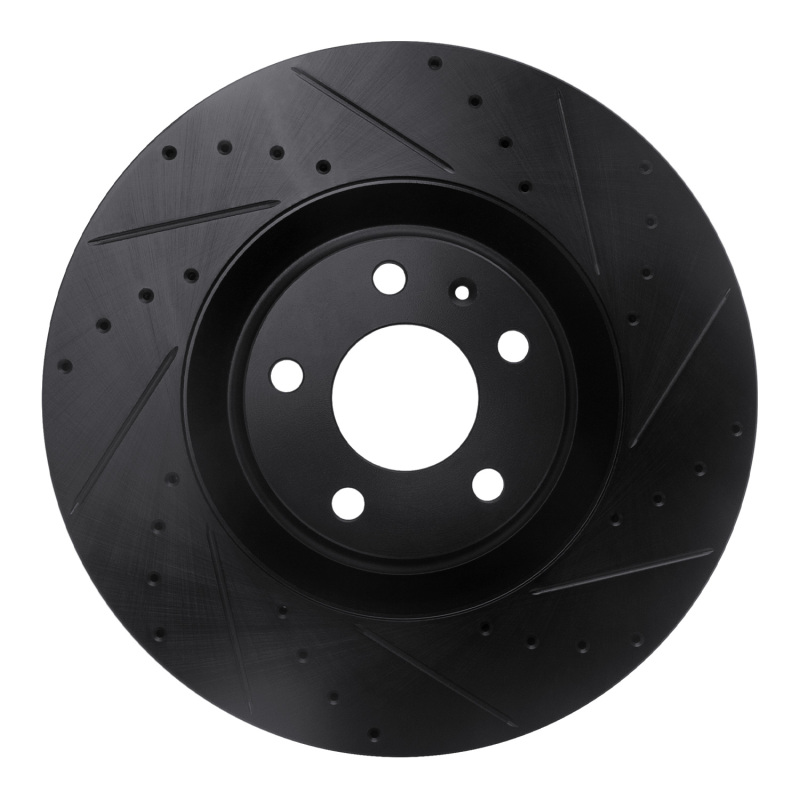 R1 04-09 Audi S4 Front Right Drilled & Slotted Black Brake Rotor