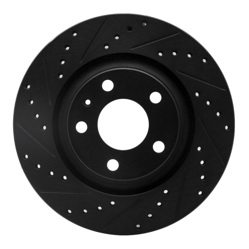 R1 04-09 Audi S4 Rear Left Drilled & Slotted Black Brake Rotor