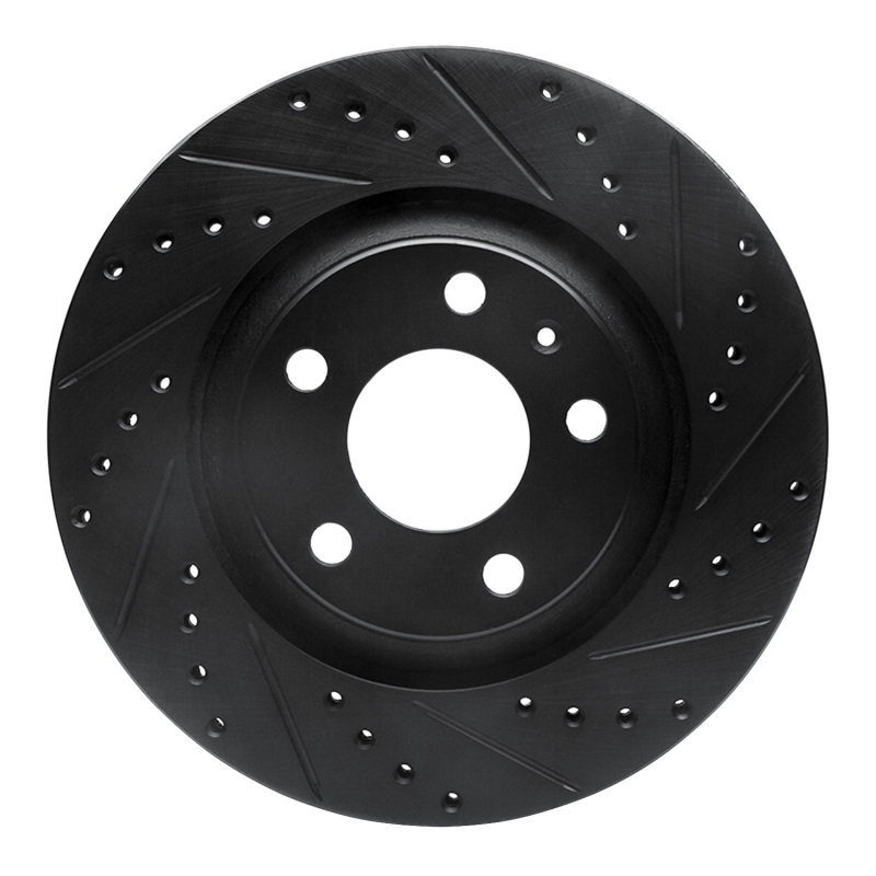 R1 04-09 Audi S4 Rear Right Drilled & Slotted Black Brake Rotor