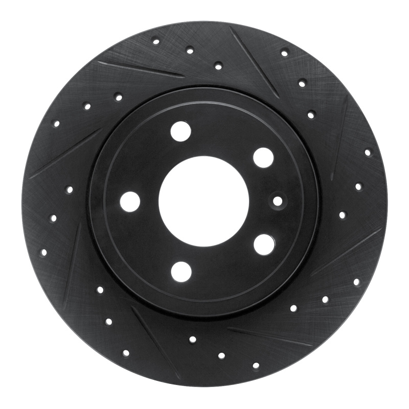 R1 00-09 Audi A4 (USA/Canada) Rear Right Drilled & Slotted Black Brake Rotor