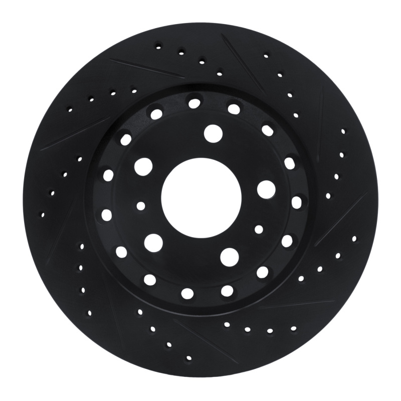 R1 04-10 Audi A8 Rear Right Drilled & Slotted Black Brake Rotor