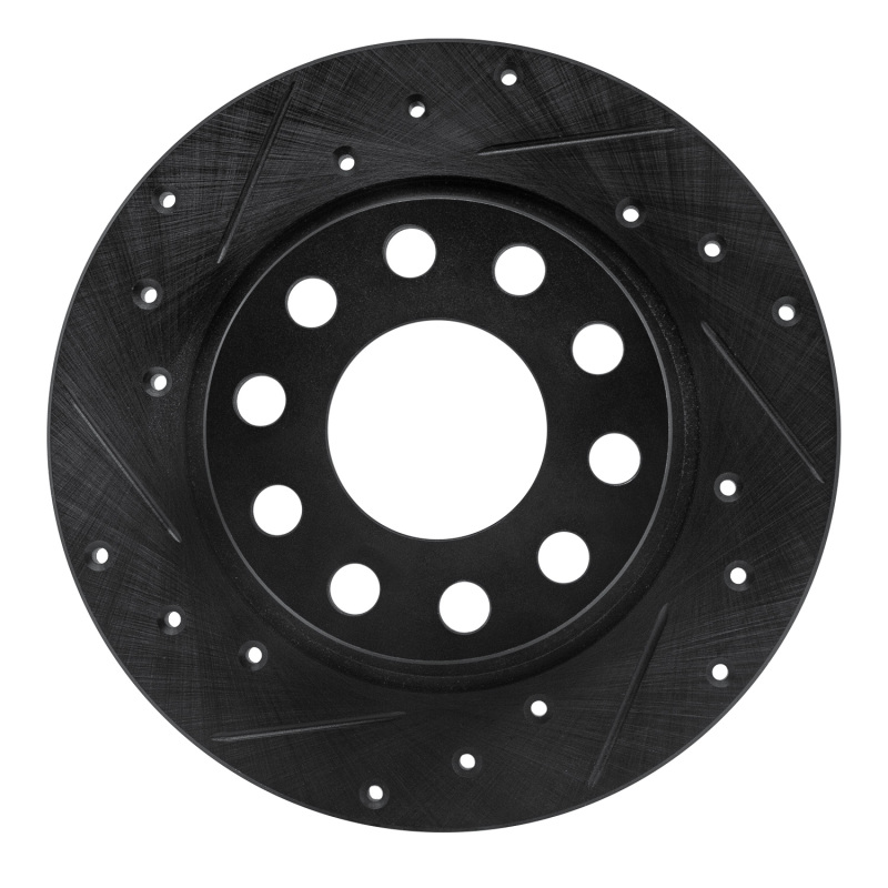 R1 00-08 Audi A4 (USA/Canada) Rear Left Drilled & Slotted Black Brake Rotor