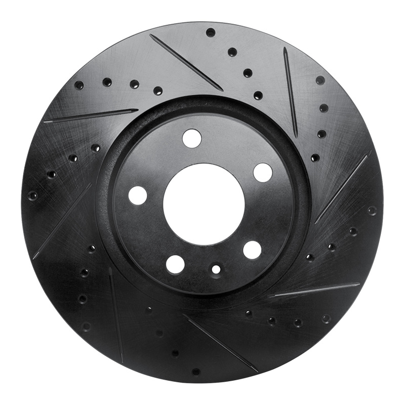 R1 05-11 Audi A6 (USA/Canada) Front Right Drilled & Slotted Black Brake Rotor