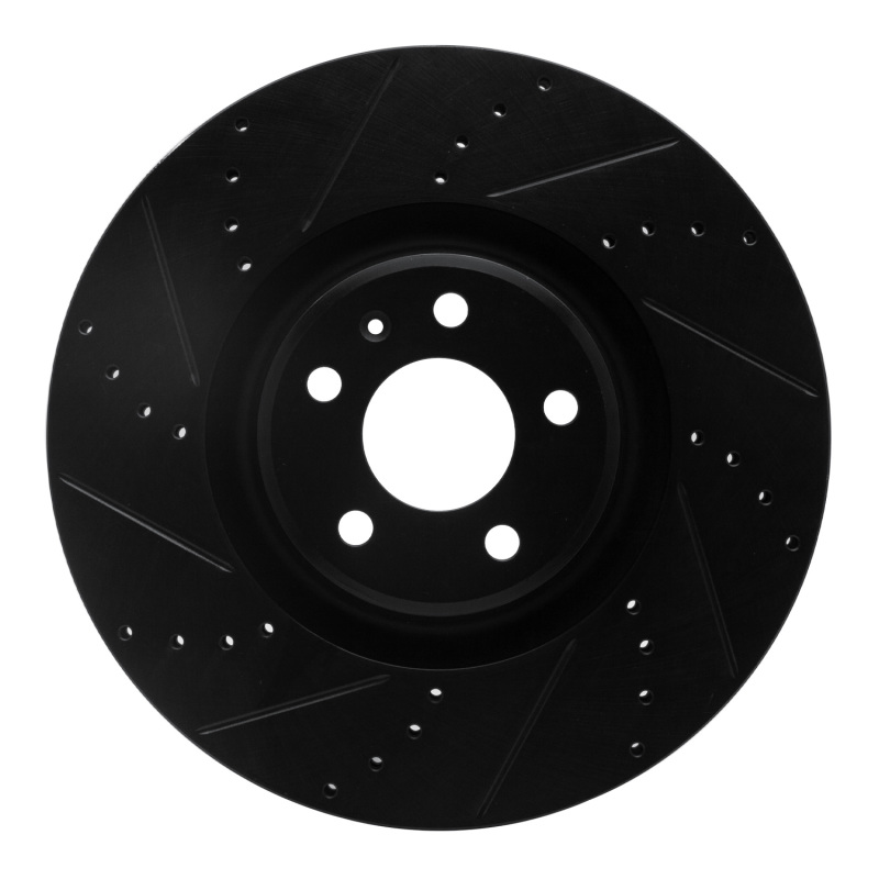 R1 12-18 Audi A7 Quattro Front Left Drilled & Slotted Black Brake Rotor