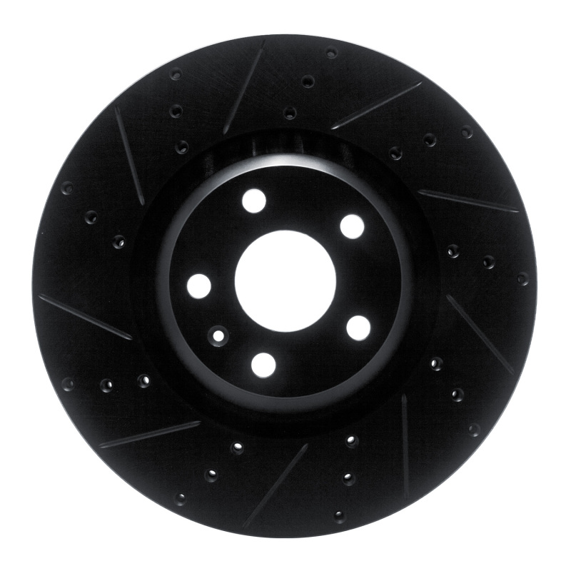 R1 12-15 Audi TTS Quattro Front Left Drilled & Slotted Black Brake Rotor