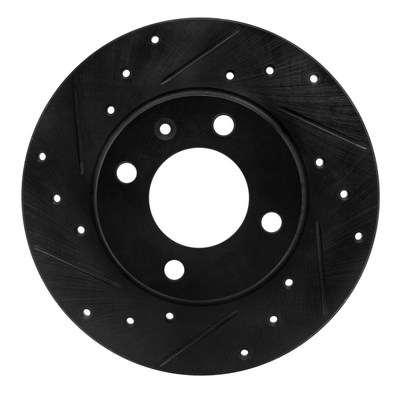 R1 73-05 Audi Fox Front Left Drilled & Slotted Black Brake Rotor