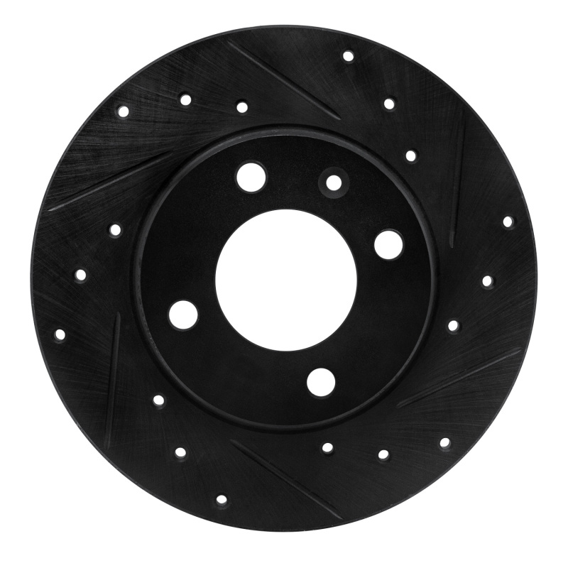 R1 73-05 Audi Fox Front Right Drilled & Slotted Black Brake Rotor
