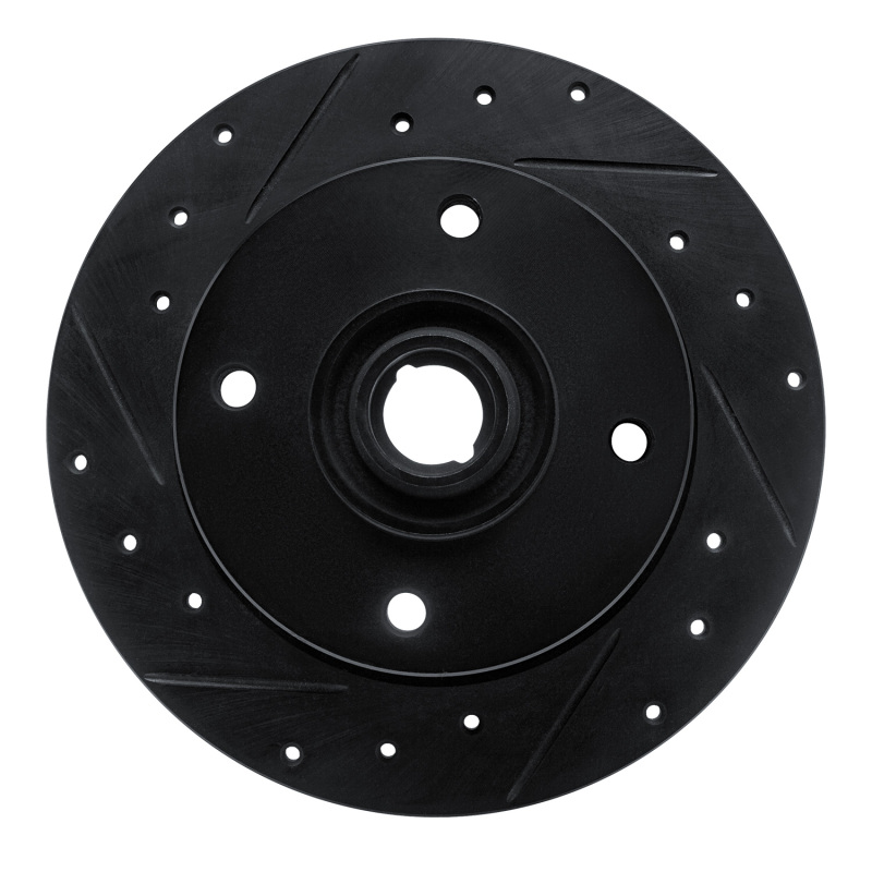 R1 65-74 Volkswagen Type 3 Sedan Front Left Drilled & Slotted Black Brake Rotor