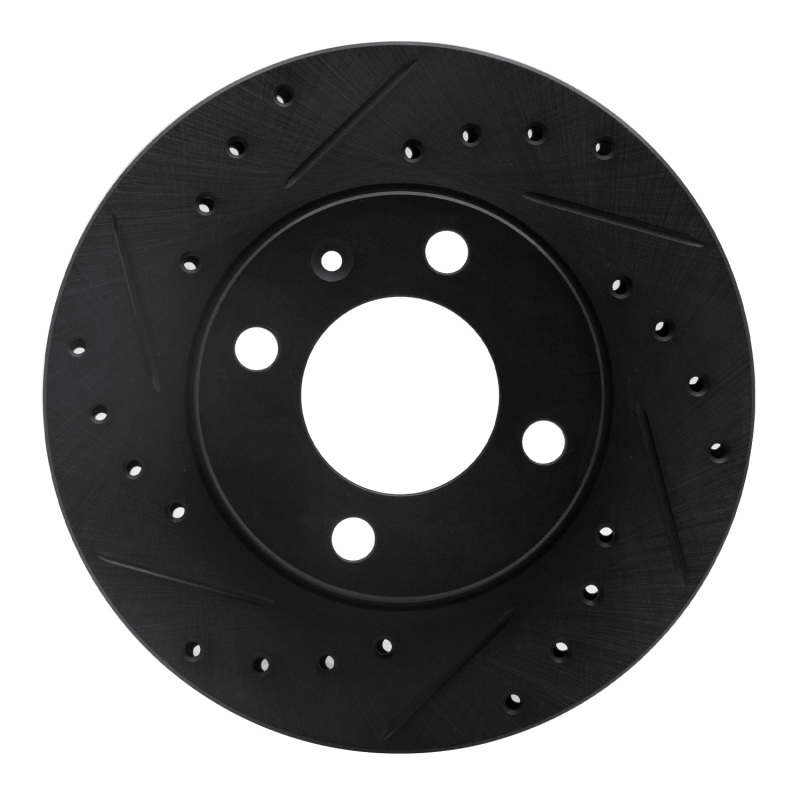 R1 80-08 Audi 4000 Front Left Drilled & Slotted Black Brake Rotor