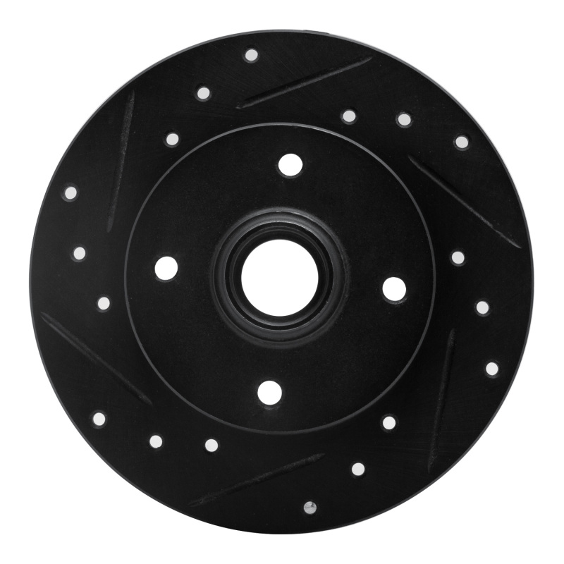 R1 85-02 Volkswagen Cabrio Rear Left Drilled & Slotted Black Brake Rotor