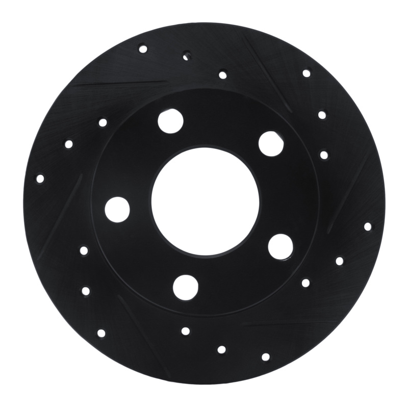 R1 92-05 Audi 100 Quattro Rear Right Drilled & Slotted Black Brake Rotor