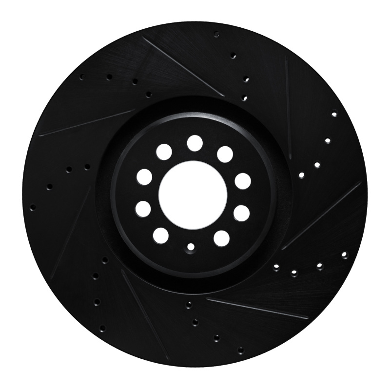 R1 04-06 Audi TT Quattro Right Front Drilled & Slotted Black Brake Rotor