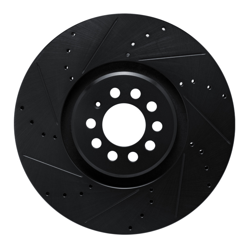 R1 04-06 Audi TT Quattro Left Front Drilled & Slotted Black Brake Rotor