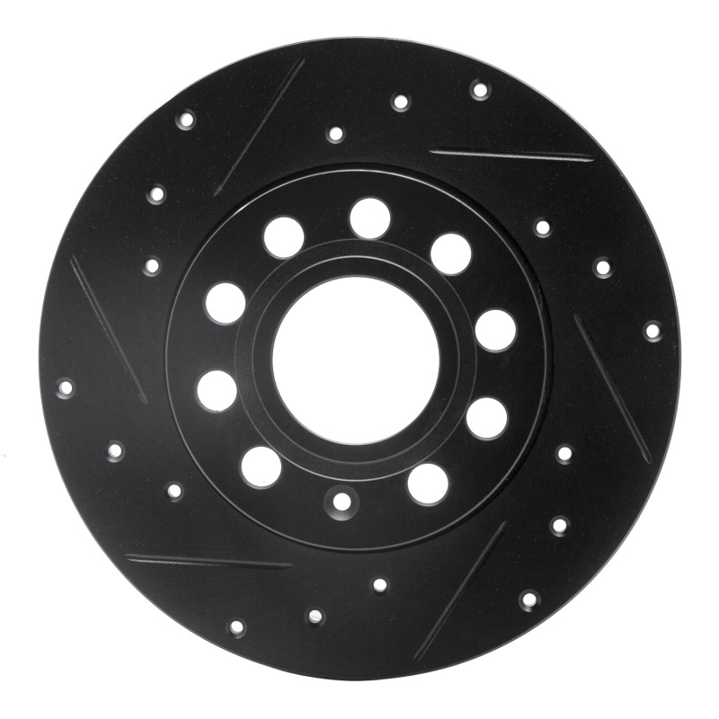R1 05-13 Audi A3 Rear Left Drilled & Slotted Black Brake Rotor