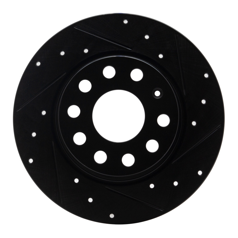 R1 05-25 Audi A3 Sportback E-Tron Rear Right Drilled & Slotted Black Brake Rotor
