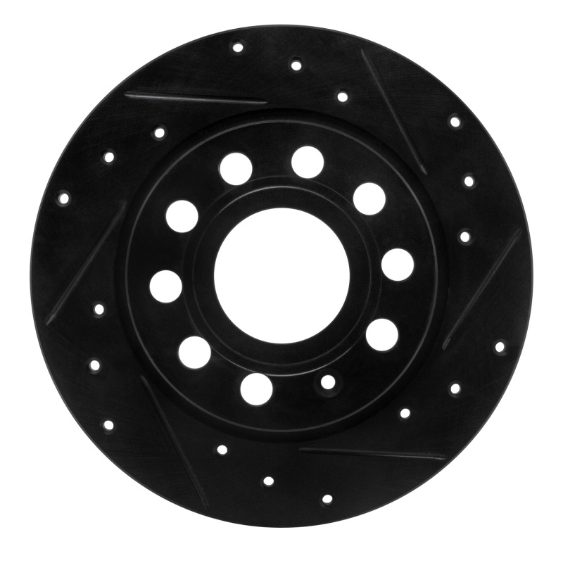 R1 10-19 Audi A3 Rear Right Drilled & Slotted Black Brake Rotor