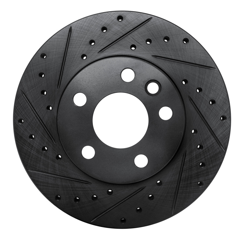 R1 96-00 Volkswagen EuroVan Front Left Drilled & Slotted Black Brake Rotor