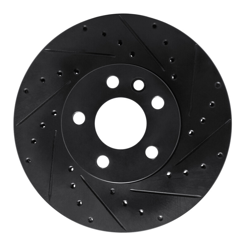 R1 01-03 Volkswagen EuroVan Front Right Drilled & Slotted Black Brake Rotor