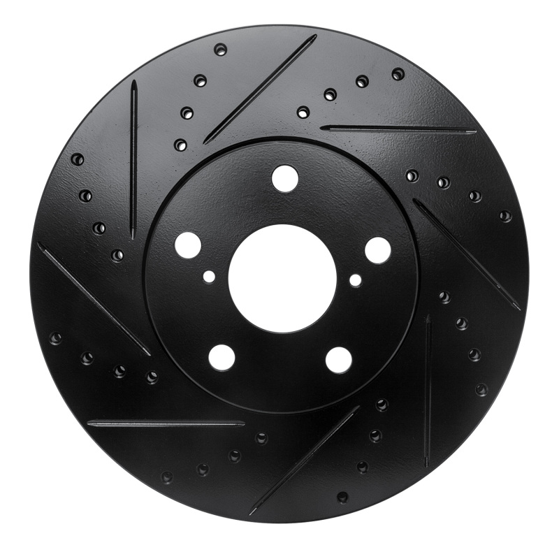 R1 92-10 Lexus IS300 Front Left Drilled & Slotted Black Brake Rotor